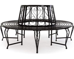 Boombank Tuinbank - Rond Bankje - Genieten Buiten - Gepoedercoat Staal - Diameter 160cm - Zwart