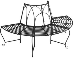 Boombank | tuinbank | Tuinbankje | Buitenbank halfrond Ø159 cm staal zwart