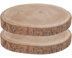 Boomschijf - 2x - 40 x 3 cm - paulownia hout - rond - kaarsenbord - serveerplank - woondecoratie