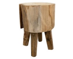 Boomstam Krukje – Massief Teakhout – H42 x B30 x D30 cm – Natuurlijke Houten Kruk