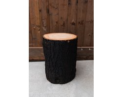 Boomstam tafel 30 cm hoog met schors zwart