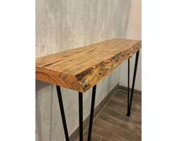 Boomstamblad - massief - Sidetable met Hairpin Poten – Uniek & Handgemaakt