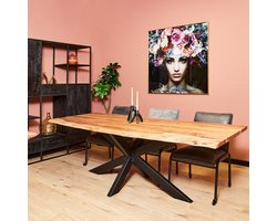 Boomstamtafel 240x100x76 cm acaciahout met matrix poot