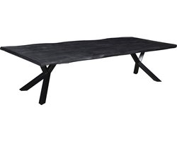 Boomstamtafel massief Mango zwart - 220 x 100 x 78 cm - Bladdikte 4,0 cm - Y-poten
