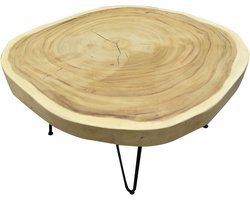 Boomstamtafel met metalen poten 80xH45 rond - bladdikte 6 cm