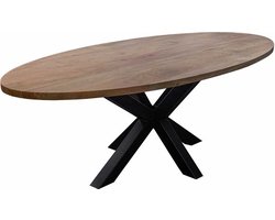 Boomstamtafel ovaal massief Acacia - 240 x 110 cm - Bladdikte 4 cm - Matrixpoot
