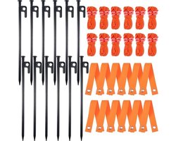 Boomsteun Kits - Boompalen Set - Jonge Bomen Steunen - Zware Kwaliteit - 40cm Banden 30cm Palen - Oranje Zwart