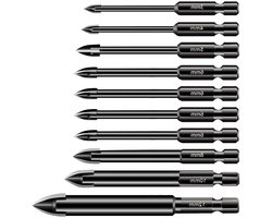 Boorbits set voor tegel en glasboren, 10-delige zeskantschacht wolfraamcarbide boorset voor porselein tegels, spiegels, beton en meer - 3-12mm.