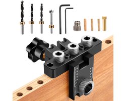 Boormal - Boormachine - 3-in-1 boormachine - Geschikt voor deuvels van 8, 10 en 15 mm - Boorhulp - Geschikt voor paneelmeubelen en IKEA-meubelen - Boormal voor deuvels - Boorpositioneerder voor houtbewerking - Zwart