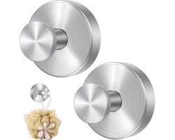 Boorvrije haken, 2 2025 verbeterde zuignaphaken, zuignaphaken van roestvrij staal, geschikt voor doucheruimtes, badkamers, handdoeken ophangen, geïnstalleerd op glazen douchedeuren, tegels (zilver)