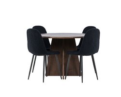 Bootcut eethoek tafel Ø110cm en 4 teddy stoelen mocca.