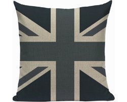 Bootkussens - Royal blauw - Sierkussen - "Engelandvaarder" - Boot accessoires Blauw/Crème 45x45 Linnen - Nautische kussens