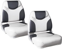Bootstoel - Imitatieleer - 2 stuks set - Grijs en wit