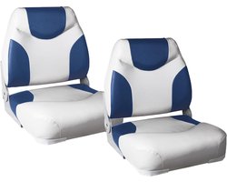 Bootstoel - Imitatieleer - 2 stuks set - Wit en blauw