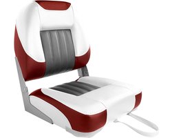 Bootstoel - Vissersstoel Opvouwbaar - Comfortabel Zitten Varen - Vinyl Marine Kwaliteit - Standaard Montage - Wit Rood