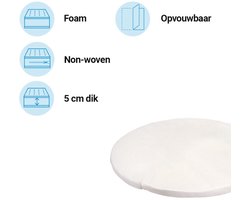 Bopita - Boxmatras - Rond - 90 cm - 5 cm Dik - Afneembare Tijk - Opvouwbaar