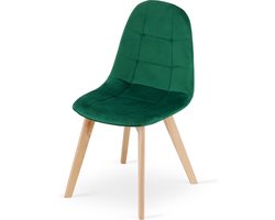 BORA Stoel - Groen Velvet, Houten Poten, Functioneel Ontwerp en Comfortabele Zitting voor Woonkamer, Keuken, Slaapkamer en Eetkamer, Max. 120 kg