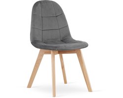 BORA Velvet Design Stoelen – Set van 4 – Donkergrijs Fluweel – Scandinavisch Design – Beukenhouten Poten – Max. 120 kg