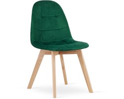 BORA Velvet Design Stoelen – Set van 4 – Donkergroen Fluweel – Scandinavisch Design – Beukenhouten Poten – Max. 120 kg