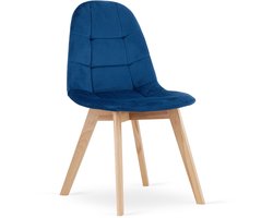 BORA Velvet Design Stoelen – Set van 4 – Marineblauw Fluweel – Scandinavisch Design – Beukenhouten Poten – Max. 120 kg