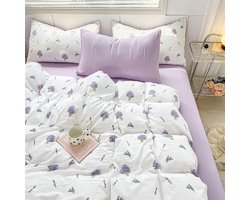 Boraboi® Beddengoedset met Bloemendesign in Paars en Wit Lavendelpatroon voor Ultiem Slaapcomfort
