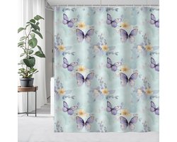 Boraboi® Blauw waterafstotend douchegordijn met 3D-patroon en verzwaarde onderkant