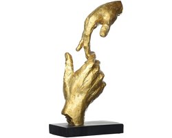 Boraboi® Decoratieve Sculptuur van Twee Handen met Spreukhanger in Goud en Zwart - 29 cm Hoog