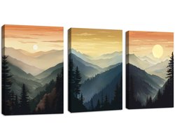 Boraboi® Drie Delige Boho Canvas Kunstwerk Set voor Sfeervolle Slaapkamer en Woonkamer Decoratie