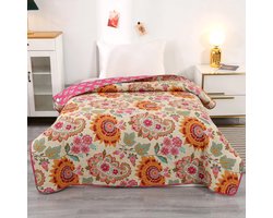 Boraboi ® Dubbelzijdige Boho Sprei van 100% Katoen met Zonnebloemenpatroon voor Diverse Gebruiken