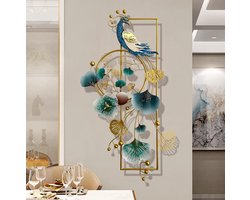 Boraboi ® Elegante 3D Metalen Muurkunst met Pauw en Ginkgo Bladeren voor Stijlvolle Interieurs