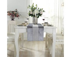 Boraboi® Elegante Grijze Tafelloper met Glanzende Diamantaccenten voor Diverse Tafels en Decoraties