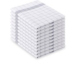 Boraboi ® Hoogwaardige Grijze Geruite Keukendoeken Set van 10 - 70 x 45 cm - 100% Katoen
