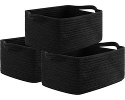 Boraboi® Katoenen touw opbergmanden set van 3 met handgrepen voor veelzijdig gebruik in huis