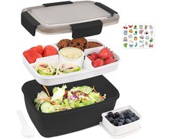 Boraboi® Lunchbox voor volwassenen met grote capaciteit, compartimenten en accessoires voor maaltijden onderweg