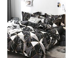 Boraboi® Moderne beddengoedset met marmerpatroon en kussensloop van microvezel,140 x 200 cm,Marmer Geo