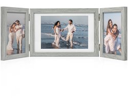 Boraboi® Rustieke grijze fotolijst collage voor drie foto's in diverse formaten,Grijs,13*18,10*15 cm