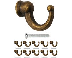 Boraboi® Set van 10 Vintage Messing Bronzen Haken voor Kleding en Handdoeken