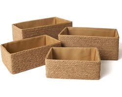 Boraboi ® Set van 4 Decoratieve Gevlochten Opbergmanden voor Kast, Badkamer en Woonkamer Gebruik