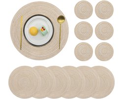 Boraboi® Set van 6 Hittebestendige Katoenen Ronde Placemats en Onderzetters voor Eettafel Decoratie