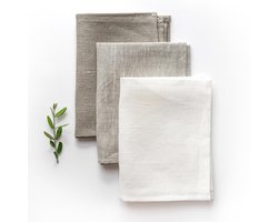 Boraboi® Set van 9 Luxe Linnen Keukendoeken voor Efficiënt Droogresultaat in Stijlvolle Wit-Natuurlijke Kleuren