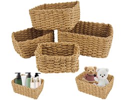 Boraboi® Set van Vier Stijlvolle Gevlochten Opbergmanden voor Multifunctioneel Gebruik in Huis en Kantoor