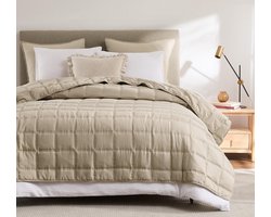 Boraboi® Sfeervolle en Zachte Sprei van Microvezel voor Bed en Bank - 220 x 240 cm - Beige - Ademend en Elegant Ontwerp