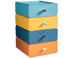 Boraboi ® Stapelbare Ladebox Organizerset voor Bureau en Make-up met Grote Capaciteit in 4 Kleuren, Set van 4