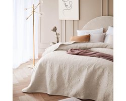 Boraboi ® Stijlvolle Crème Sprei voor Bed of Bank, 170 x 210 cm, Luxueuze Woondeken