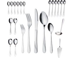 Boraboi ® Uitgebreide 48-delige Bestekset voor 6 Personen met Roestvrijstalen Serveerbestek