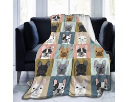 Boraboi® Ultrazachte Fleece Deken met Schattige Franse Bulldog Print voor Comfort en Stijl
