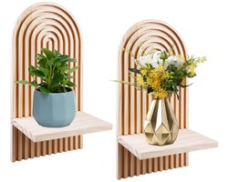 Boraboi ® Unieke Boho Houten Zwevende Wandplanken Set voor Stijlvolle Woondecoratie