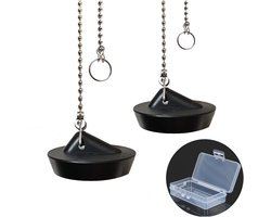 Boraboi® Universele Set van 2 Stuks Rubberen Afvoerstoppen met Kogelketting voor Keuken en Badkamer