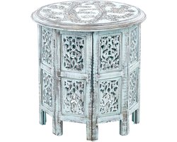 BORAI - Bijzettafel - Lichtblauw - Mangohout