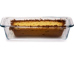 Borcam Cakevorm/bakvorm - Borosilicaat glas - transparant - 31 x 13 x 7 cm - cake bakken - ovenschotel - 1630 ml